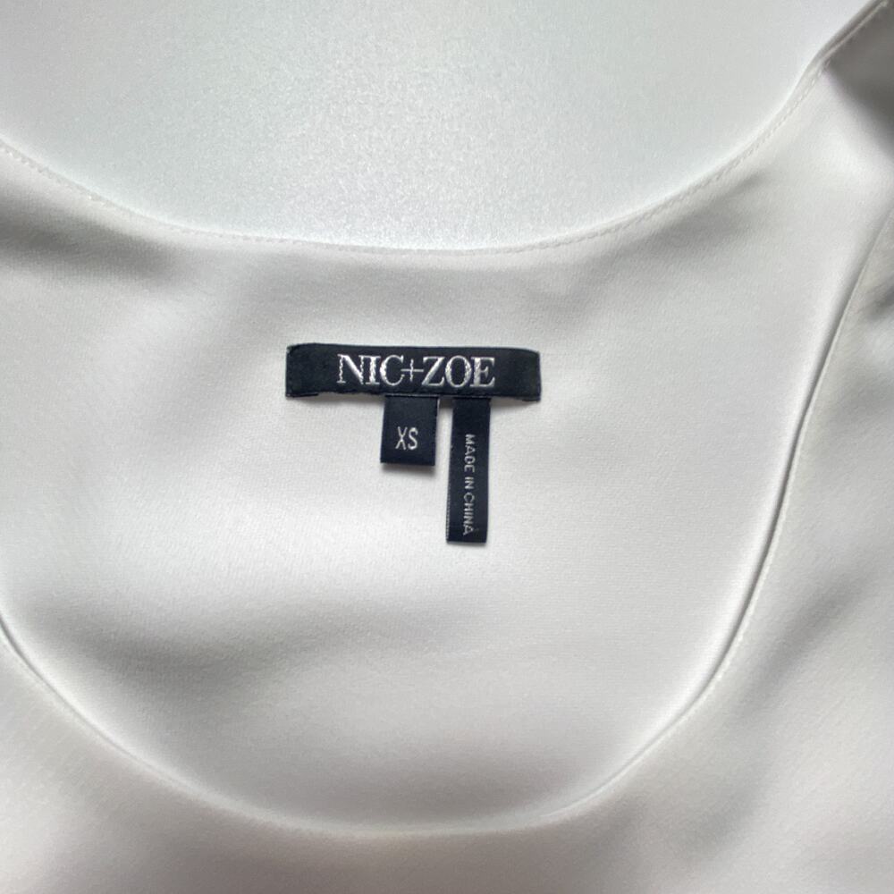 NIC+ZOE White Promenade Top Women XS NWT Asymmetrical Hem - Picture 8 of 11